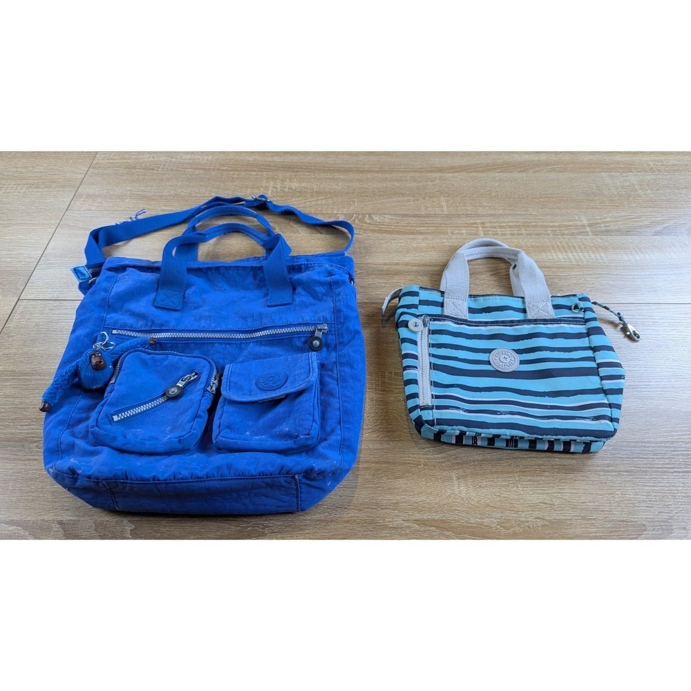Large Johanna Kipling Navy Tote Bag Cross Body Monkey Clip & Alexios Top Handle